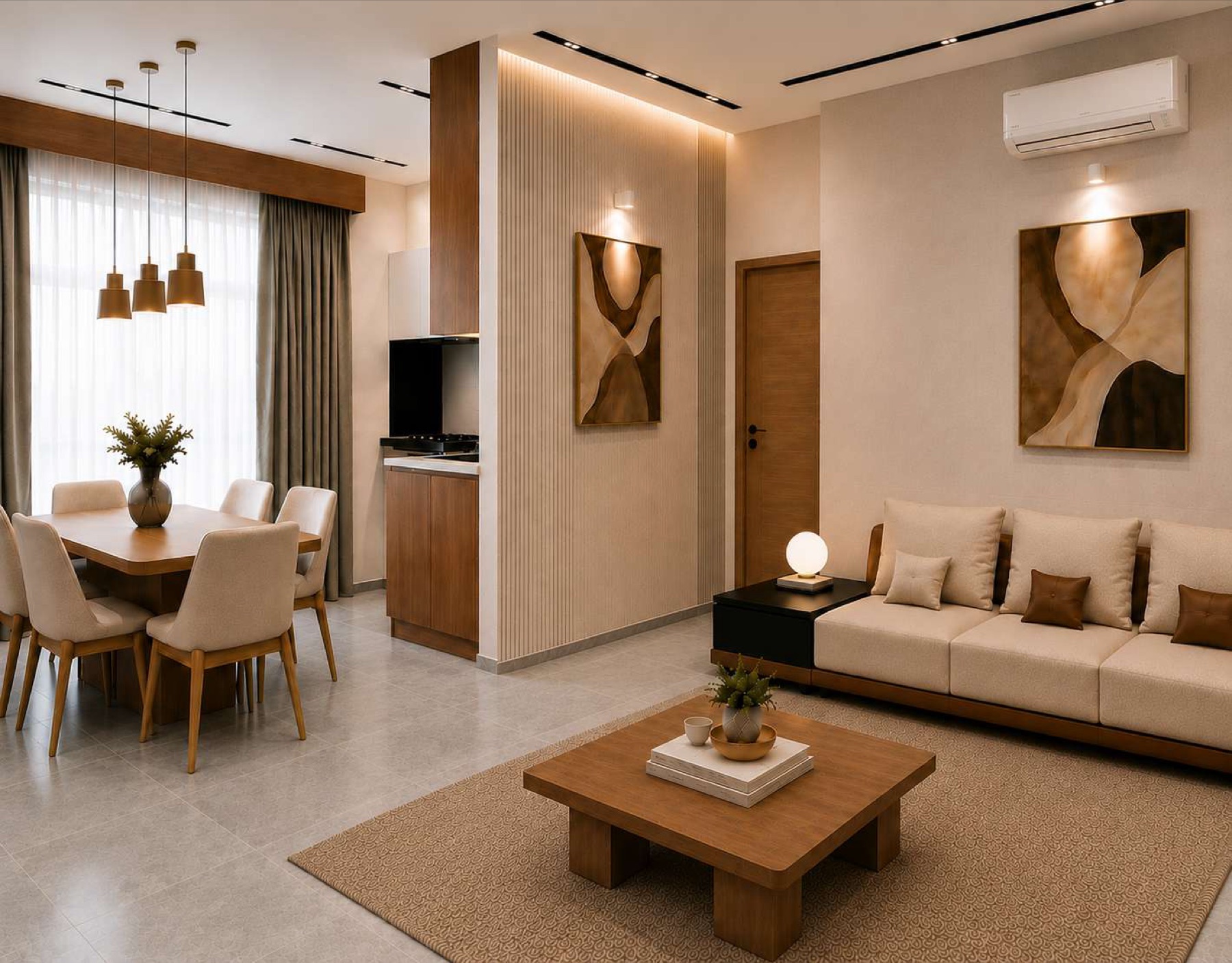 Living and dining room render